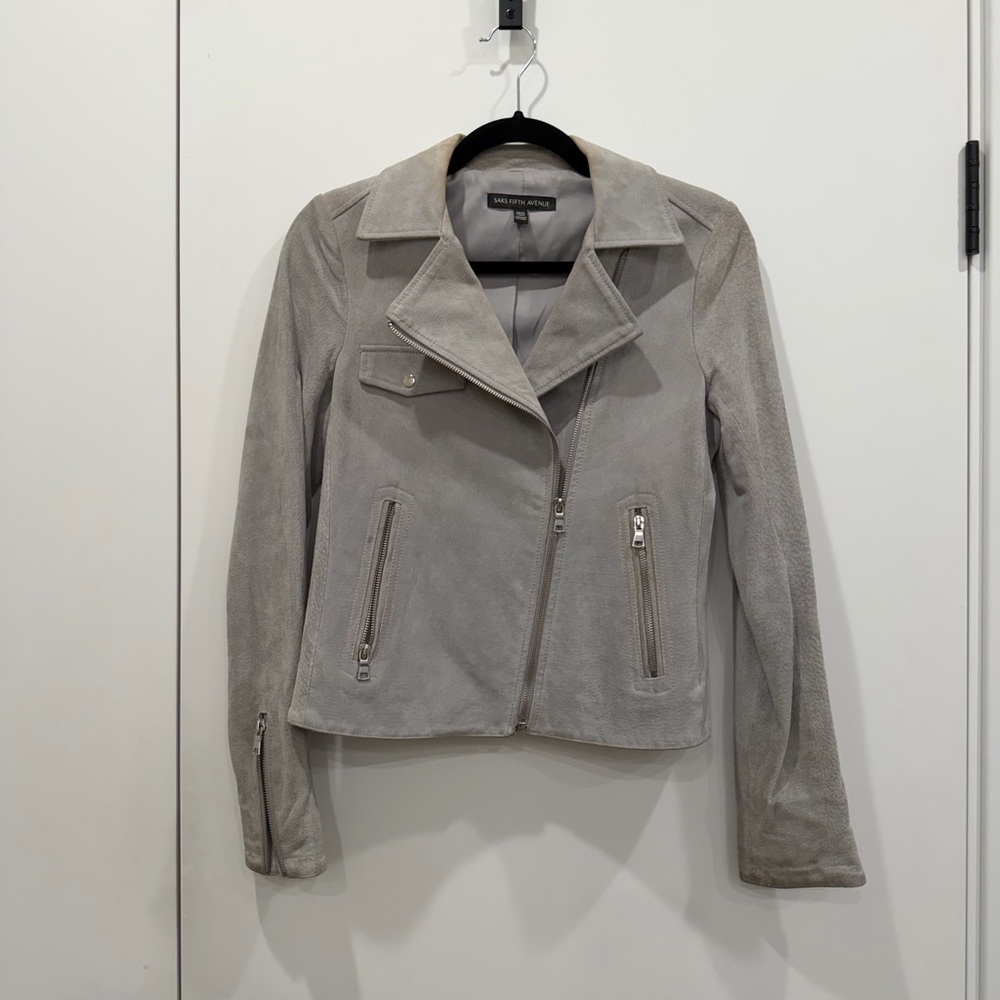 Saks Fifth Avenue Gray Suede Jacket